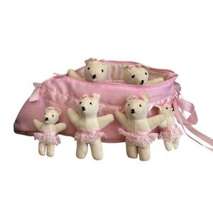 Plush Ballerina Bears (6) and Satin Zip Up Ballet Slipper Tutus